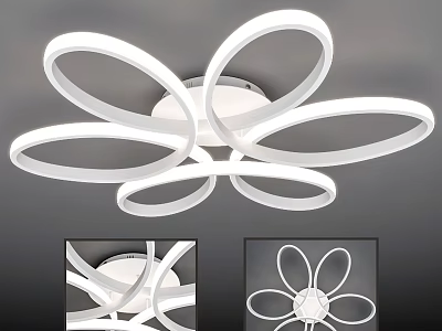 Modern White Flower Shaped Ceiling Light With Circular Ring Design For Interior Decor 3d model