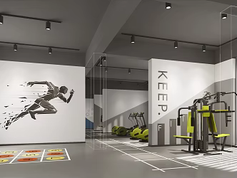 Industrial wind home gym fitness equipment 3d model