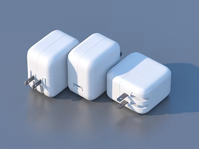 Three White Portable Power Chargers For Daily Household Electronic Devices 3d model