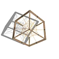 Modern Geometric Playground Equipment With Wooden Frame And Yellow Rope Net