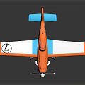 Cartoon Passenger Plane with Orange Body Blue Wing Accents and Friendly Face