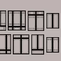 Chinese style window combination casement window door floor window plastic steel window glass partition door and window balcony door and window broken bridge aluminum window 3d model
