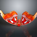 Vibrant Red and Orange Moth Wings With White Spots On Dark Background 3d model