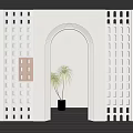 Cement brick component net red brick partition 3d model