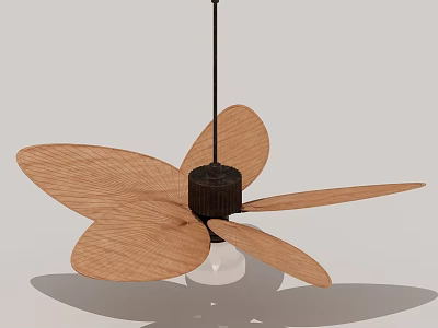 Modern Butterfly Shaped Ceiling Fan With Wooden Blades And Light Bulb 3d model