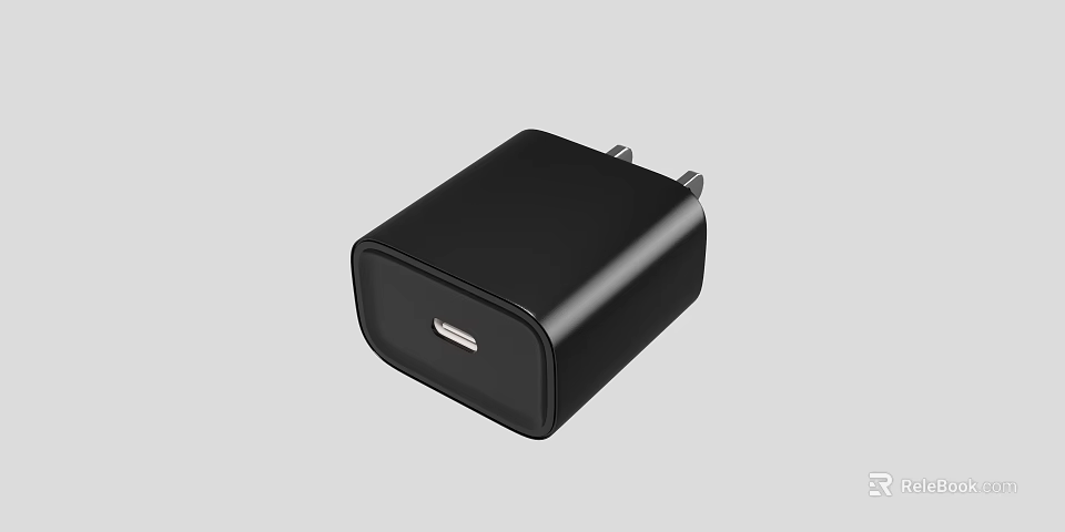 Black USB C Charger With Compact Sleek Design Fast Charging Portable For Devices 3d model 