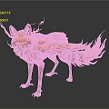 Mythical Flaming Fox with Orange Fiery Fur Standing on Black Background with Reflection