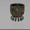 Antique Bronze Household Item Featuring Intricate Butterfly Motifs Circular Patterns And Curved Feet