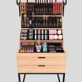 Wooden Display Cabinet Shelf with Multiple Layers Drawers for Lipsticks Eyeshadow Palettes and Cosmetics