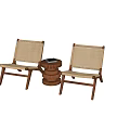 Modern Natural Woven Rattan Leisure Chairs With Solid Wood Frame And Round Side Table