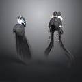 Woman Long Hair Back View Traditional Hairstyle With White Pink Accessories