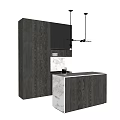 Modern Black Kitchen Cabinets With Sleek Design And Marble Countertop