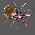 Ornate Fantasy Spider Like Creature With Golden Legs And Green Gem Details