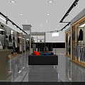 Modern Clothing Store With Glass Display Windows Mannequins Clothing Racks And Green Plants