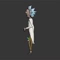Rick Sanchez Animated Character In White Lab Coat With Blue Spiky Hair Holding Device