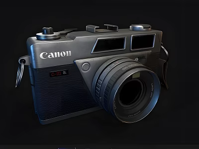 Vintage Canon Digital Camera With Classic Design Retro Lens And Metal Body 3d model