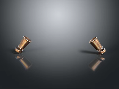 Copper Cylindrical Equipment Placed On Black Smooth Surface With Reflections 3d model