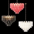 Red Black White Crystal Chandeliers With Tiered Cylindrical Design And Modern Style