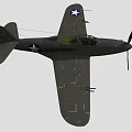 Olive Green Military Fighter Aircraft With Star Insignia On Wings And Propeller