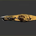 Fantasy Weapon With Silver Blade And Golden Decoration Wooden Handle Green Gem Eye Feather Ornament