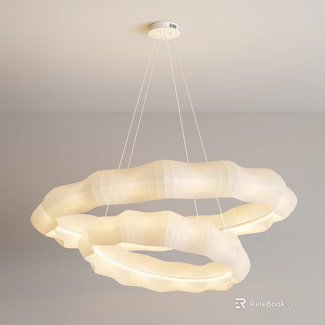 Elegant Modern Double Ring Chandelier With Soft Light Interior Design 3d model