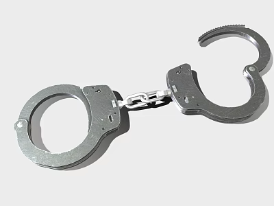 Shiny Silver Stainless Steel Handcuffs With Chain Link And Closed Cuffs 3d model