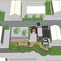 Detached Villa With Courtyard Greenery Outdoor Seating Traditional Roof And Terrace