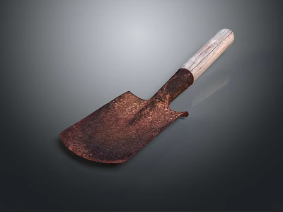 Ornamental Vintage Garden Trowel Decorative Piece With Rusted Metal Blade And Wooden Handle 3d model