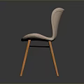 Modern Minimalist Light Pink Fabric Chair With Curved Backrest And Wooden Legs