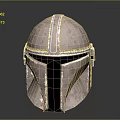 Pink And Silver Textured Scifi Helmet With Black Visor And Armored Sides