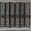 Modern Geometric Pattern Room Divider With Black Frame And Openwork Design In Interior Space 3d model