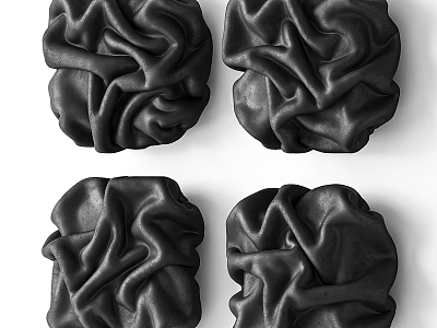 Black Textured Wall Decor Four Pieces With Wrinkle Design For Modern Home 3d model