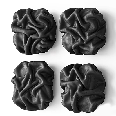 Black Textured Wall Decor Four Pieces With Wrinkle Design For Modern Home 3d model