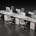 Modern Office Desk Setup With Multiple Workstations Ergonomic Chairs And Computer Monitors