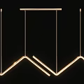 Modern Geometric Chandeliers With Hanging Illuminated Curved Zigzag And Linear Design Shapes