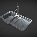 Stainless Steel Double Bowl Kitchen Sink With Faucet And Drainboard