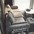 Modern three-seat sofa coffee table combination 3d model
