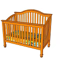 Wooden Baby Crib with Curved Headboard and Colorful Mattress in Bright Sunlit Room