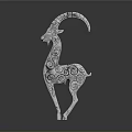 Silver Antelope Sculpture With Intricate Spiral Patterns And Elegant Design