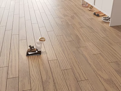 Light Wood Tone Hardwood Floors With Natural Grain And Small Decorative Items 3d model