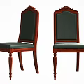 Classic Wooden Dining Chairs with Upholstered Seats and Carved Backrests