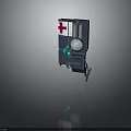 Sturdy Dark-colored Medical Device With Red Cross Circular Indicator And Structural Frame