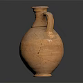 Ancient Terracotta Jug With Broken Hole Handle And Small Spout