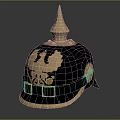 Antique Black Helmet With Gold Spiked Top And Eagle Emblem Design