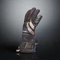 Black Leather Gloves with White Stripes and Brand Logo for Stylish Riding Wear