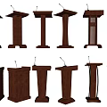 Various Designed Wooden Functional Desks With Classic And Modern Podium Styles