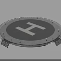 Circular Helipad Platform Design With Stairs Light Poles And Surface Marking 3d model