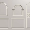 White Decorative Architectural Components Including Arched Frames And Carved Panels 3d model
