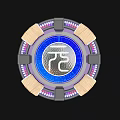 Circular Tech Device With Blue Center And TC Logo Metallic Frame Design 3d model