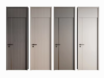 Modern Hinged Doors In Various Colors And Wood Grain Finishes For Home Interior 3d model